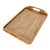 Artifacts Rattan Rectangular Tray with Glass Insert in Honey Brown - 17" For Sale