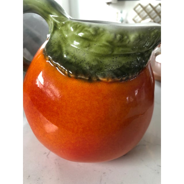 Ceramic 1980s Italian Ceramic Orange Table Pitcher For Sale - Image 7 of 7