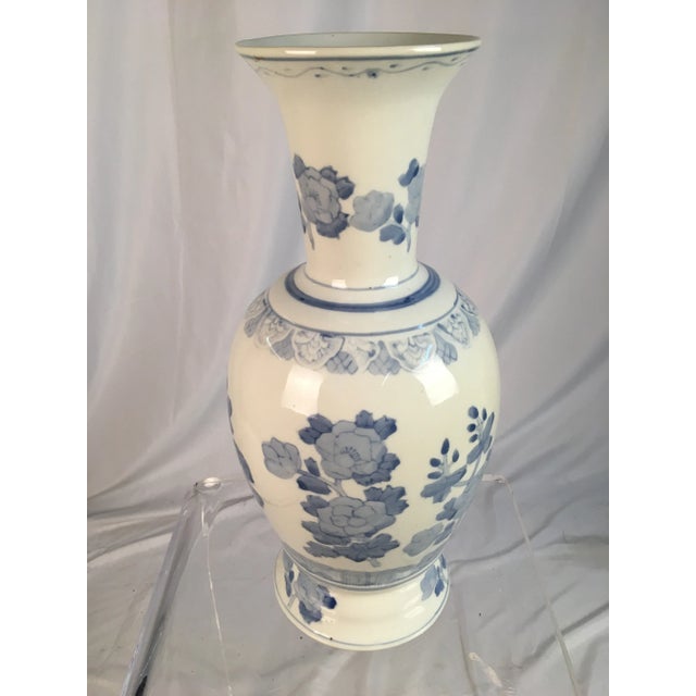 1950s 1950s Vintage Blue and White Vase For Sale - Image 5 of 5