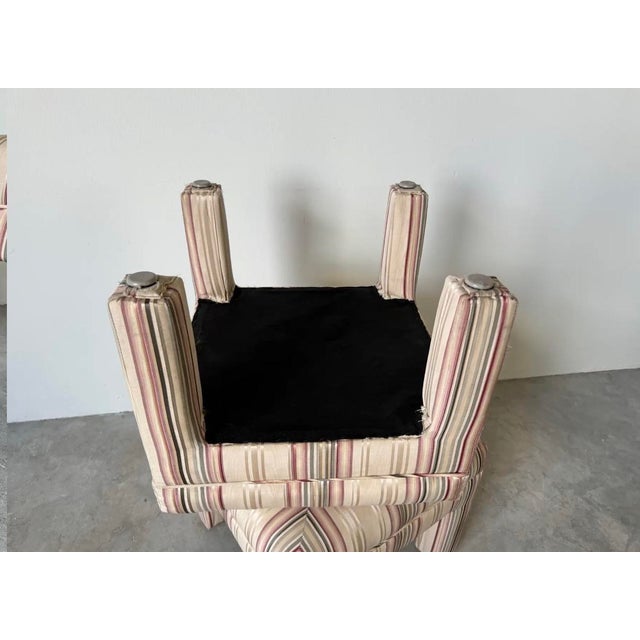 Antique White Pair of Mid-Century Modern Parsons Stools in the Style of Milo Baughman For Sale - Image 8 of 12
