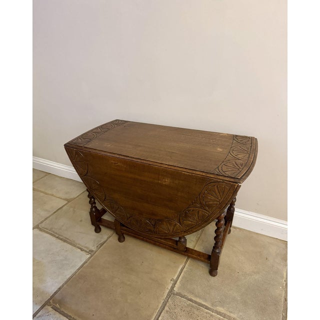 Antique Oak Drop Leaf Dining Table, 1920s For Sale - Image 6 of 12