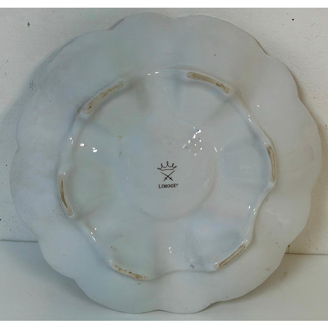 Traditional Limoges Naturalistic Luster Oyster Plate with Deep Center Well, France For Sale - Image 3 of 12