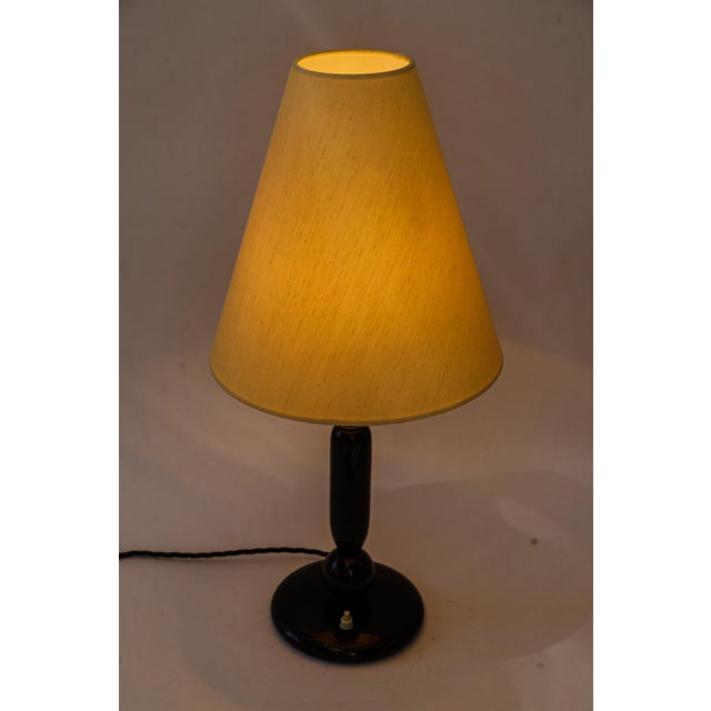 Metal Large Art Deco Wooden Table Lamp with Fabric Shade, Vienna, 1930s For Sale - Image 7 of 12