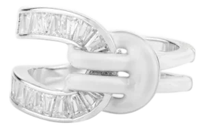 Knot Ring in Sterling Silver & White Enameled for Women- Size7