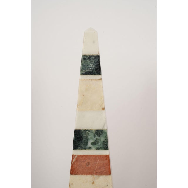 1900s Large Pair of Italian Grand Tour Neoclassical Marble Specimen Obelisks For Sale - Image 10 of 11