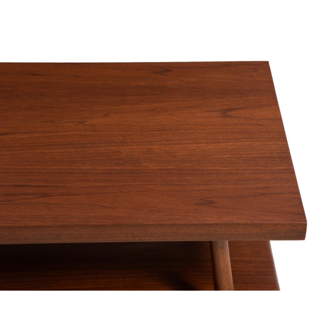 T. H. Robsjohn-Gibbings Widdicomb Walnut Console Hall Table 1952 Restored For Sale - Image 13 of 18
