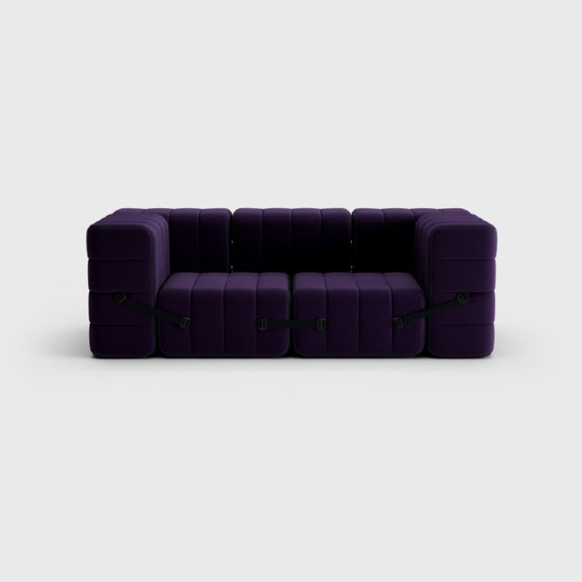 Not Yet Made - Made To Order Curt Modular Set - Flexible 2-Seater with Armrests - Jet - 9607 (Blue / Purple) by Ambivalenz, Set of 7 For Sale - Image 5 of 5