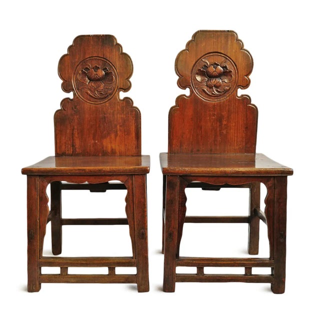 Chestnut Antique Chinese Wood Lotus Chair For Sale - Image 8 of 11