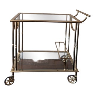 Hollywood Regency Gilt Brass Bar Cart Drinks Trolley, Italy, 1970s For Sale