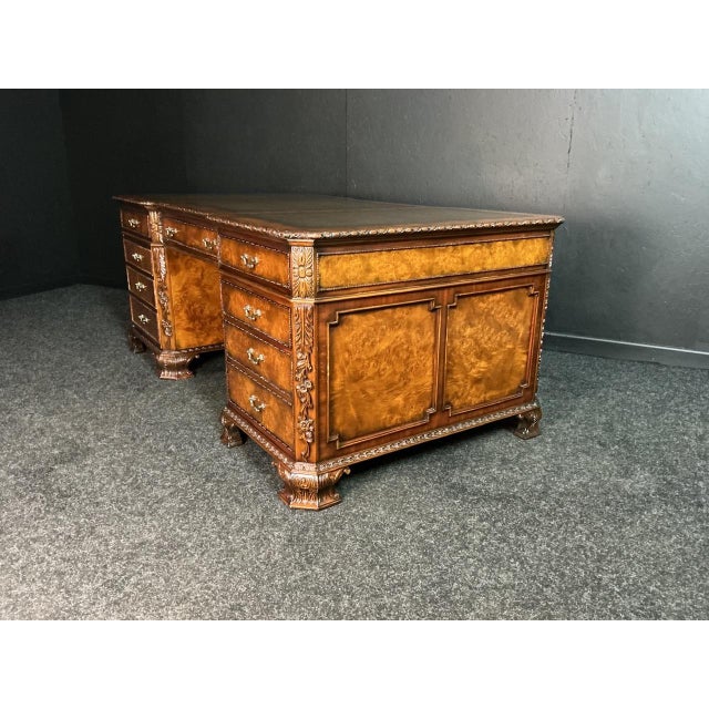 Brown Burr Walnut Partners Desk, 2000s For Sale - Image 8 of 10