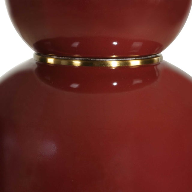 Gourd Burgundy Table Lamp For Sale In Chicago - Image 6 of 6