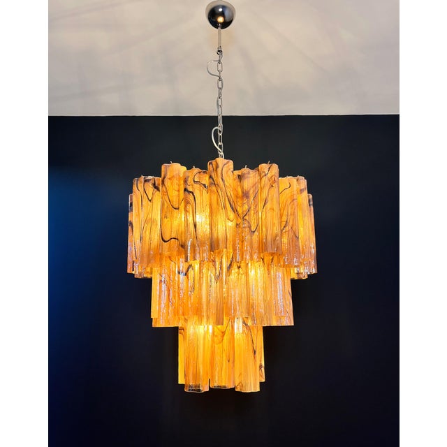 Large Vintage Three-Tier Murano Glass Tube Chandelier, 1990s For Sale - Image 15 of 18