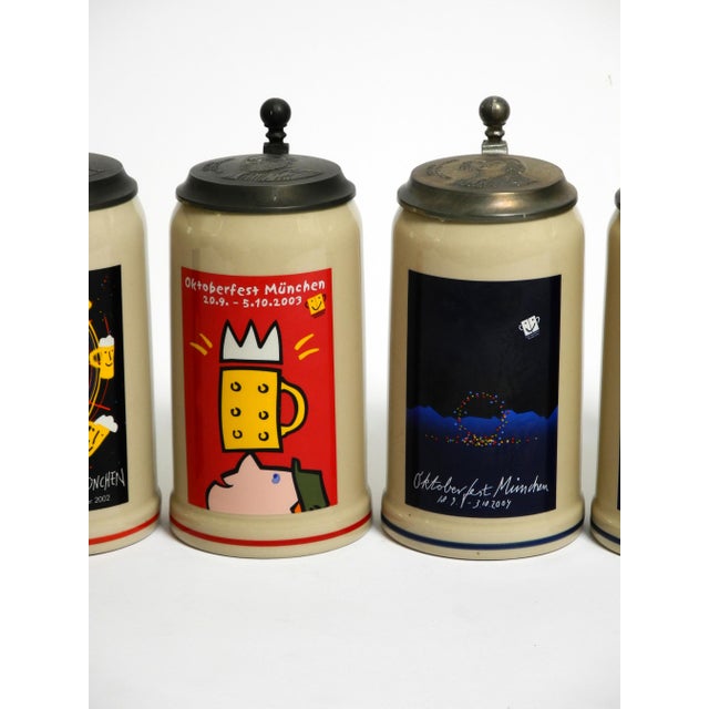 Munich Oktoberfest Beer Pitchers with Tin Lids, 2000s, Set of 9 For Sale - Image 16 of 18