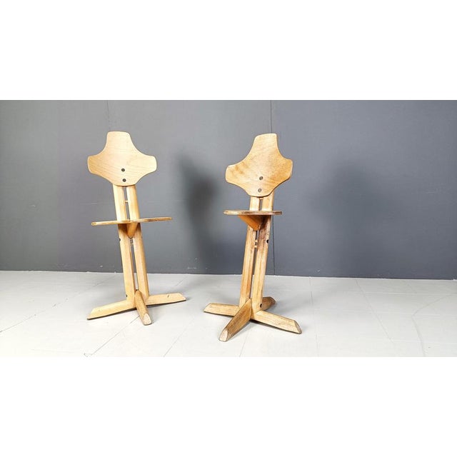 Vintage ergonomical and adjustable chairs by Rybo Rykken & co. The seats and backrests can be changed in height and make...