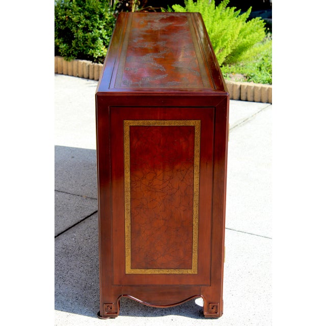 Auburn Vintage Drexel Heritage Ming Credenza – Red Lacquer Chinoiserie Sideboard Cabinet 73 For Sale - Image 8 of 18
