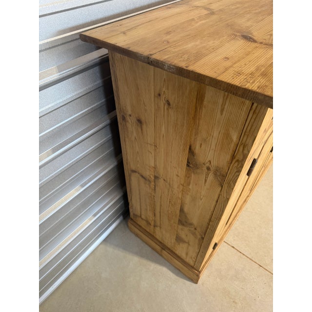 Brown Antique Pine Sideboard Cupboard With Two Drawers From England For Sale - Image 8 of 18