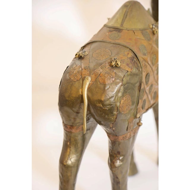 Large Wood Camel Sculpture Covered in Brass and Copper Raj India For Sale - Image 11 of 12