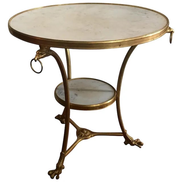Antique French Gilt Bronze and White Marble Round Gueridon Table For Sale - Image 11 of 11