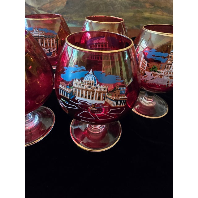 1950s Vintage Mid Century Set 6 Murano Style Venetian Glasses For Sale - Image 5 of 12