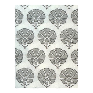 Muriel Brandolini Pearl Gray Hand Screened Fabric- 3.75 Yards For Sale