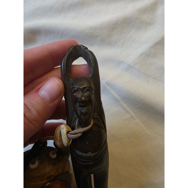 Vintage Hand-Carved Wooden Figurine – Tribal / Japanese-Inspired Folk Art Sculpture For Sale - Image 10 of 18