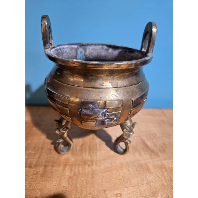 Chinese Chinese Brass Foo Dog Incense Burner For Sale - Image 3 of 8