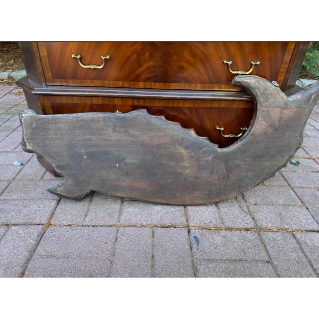 Chinese Vintage Carved Wood Fish Sign - Chinese Dragon King For Sale - Image 3 of 5