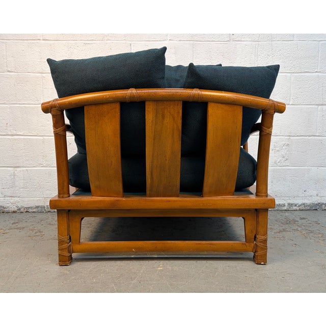 Vintage Bamboo Lounge Chair With Ottoman For Sale In New York - Image 6 of 14