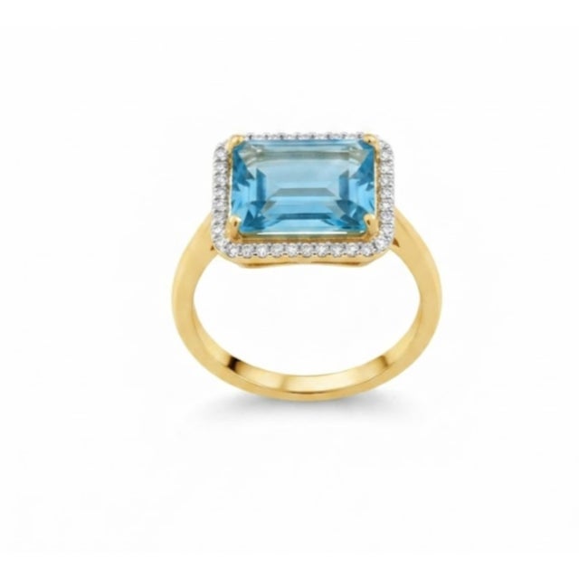 Natural Blue Topaz 5.70cts & Diamond 0.20cts Ring in 18k Gold For Sale In New York - Image 6 of 8