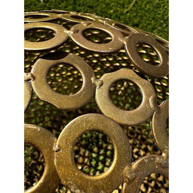 1990s Gold-Tone Metal Spheres, 15” Decorative Pair for Hanging or Stacking For Sale - Image 5 of 11