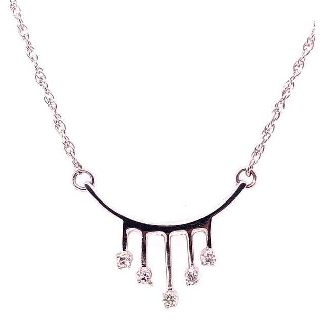 Metal 14 Karat White Gold Fancy Necklace With Diamonds For Sale - Image 7 of 12