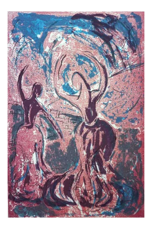 Barbara Wagner "Dancers 12." Contemporary Figurative Mono Print 2016