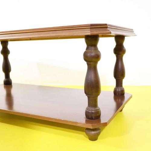 Wooden Coffee Table with Turned Legs and Top