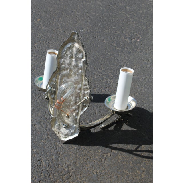 Art Deco Nickel Two Arm Brass Casting Sconces - a Pair For Sale - Image 4 of 6