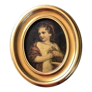 20th Century American Classical Portrait of Child Holding Flowers