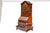 A late 18th century salesman sample of an English walnut secretary bureau bookcase with a broken-arch pediment, turned...