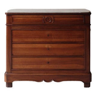 Late 19th Century French Walnut Buffet With Marble Top For Sale