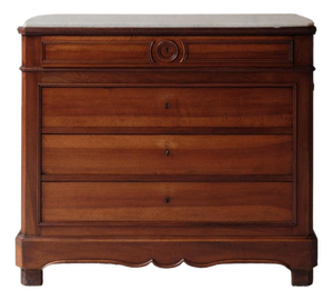 Late 19th Century French Walnut Buffet With Marble Top