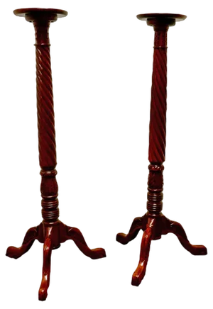 Tall Mahogany Torchères or Lamp Stands, 1920s, Set of 2