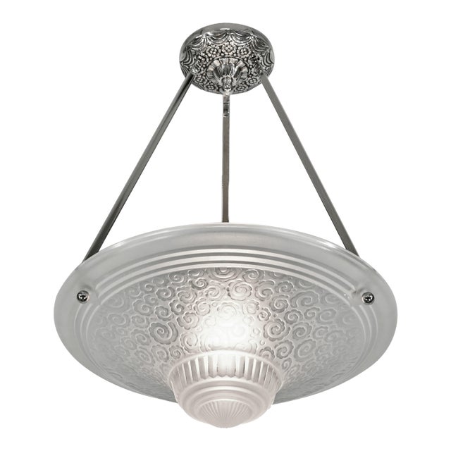 1930s French Art Deco Pendant Light by Muller Freres France For Sale