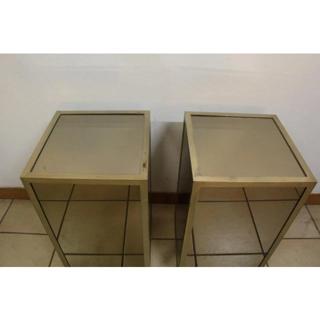 Silver Mid-Century Glass and Nickel-Plated Brass Side Tables, 1950s, Set of 2 For Sale - Image 8 of 9
