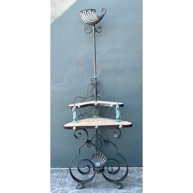 Metal Vintage Boho Artisan Wrought Iron Corner Table For Sale - Image 7 of 12