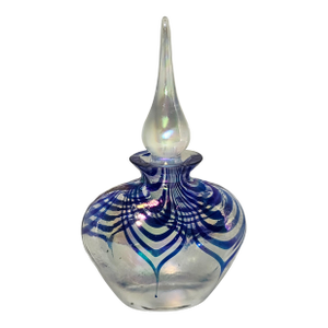 Pulled Feather Glass Perfume Bottle With Iridescent Finish