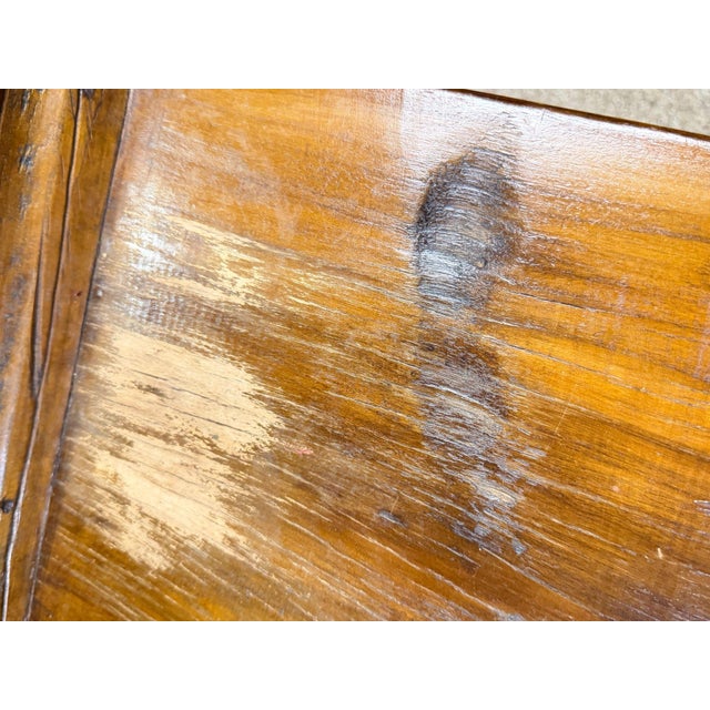 Early 20th Century Primitive Gothic Revival Flanged Top Wood Bench For Sale - Image 11 of 13