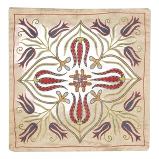 20"x20" 100% Silk Cushion Cover. Embroidered Pillowcase. Handmade Lace Pillow For Sale