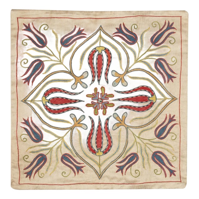 20"x20" 100% Silk Cushion Cover. Embroidered Pillowcase. Handmade Lace Pillow For Sale