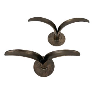 Mid-Century Scandinavian Lily Candleholders in Brass by Ivar Ålenius Björk for Ystad-Metall, Set of 2 For Sale