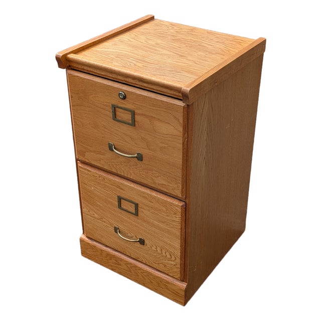 Mid 20th Century Vintage Two Drawer Locking Filing Cabinet With Key For Sale