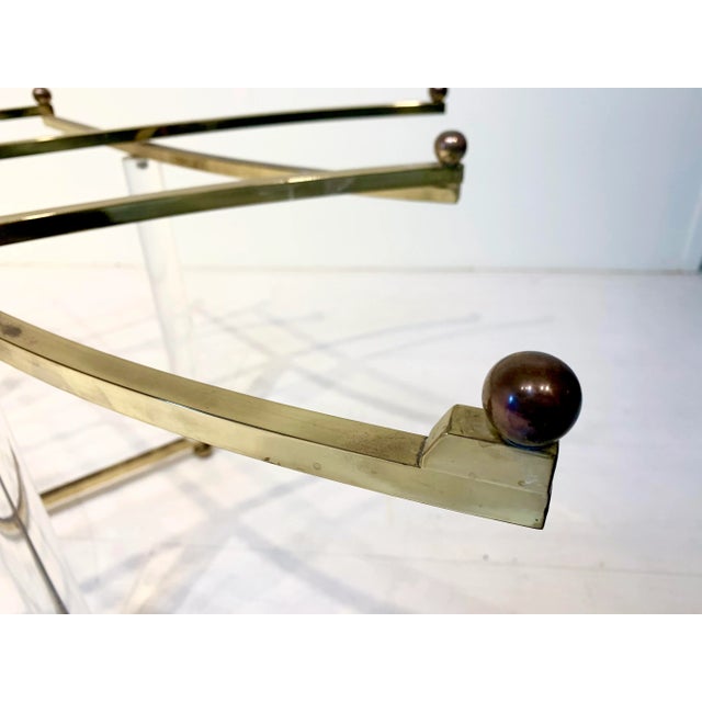 Brass Charles Hollis Jones Treillage Series 1970s Hollywood Regency Lucite & Brass Side Tables - a Pair For Sale - Image 8 of 12