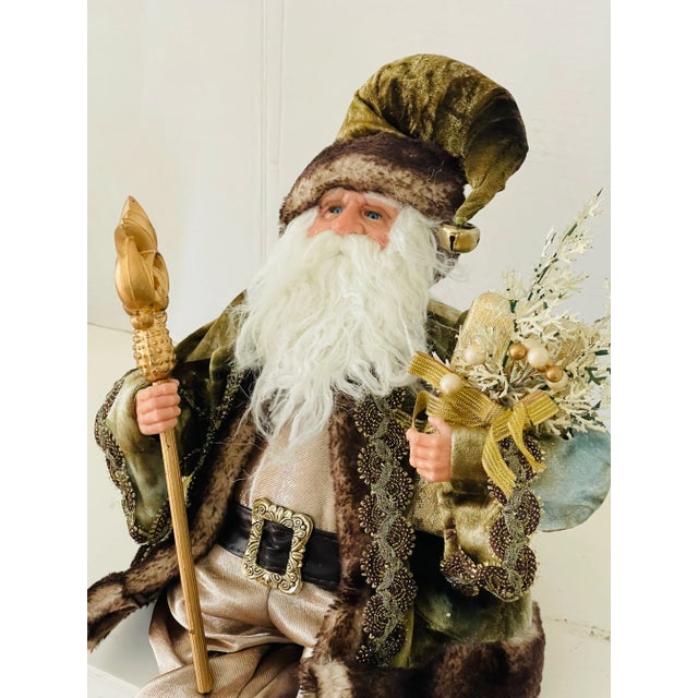 Traditional Vintage Velvet Santa Claus Christmas Holiday Decor For Sale - Image 3 of 5